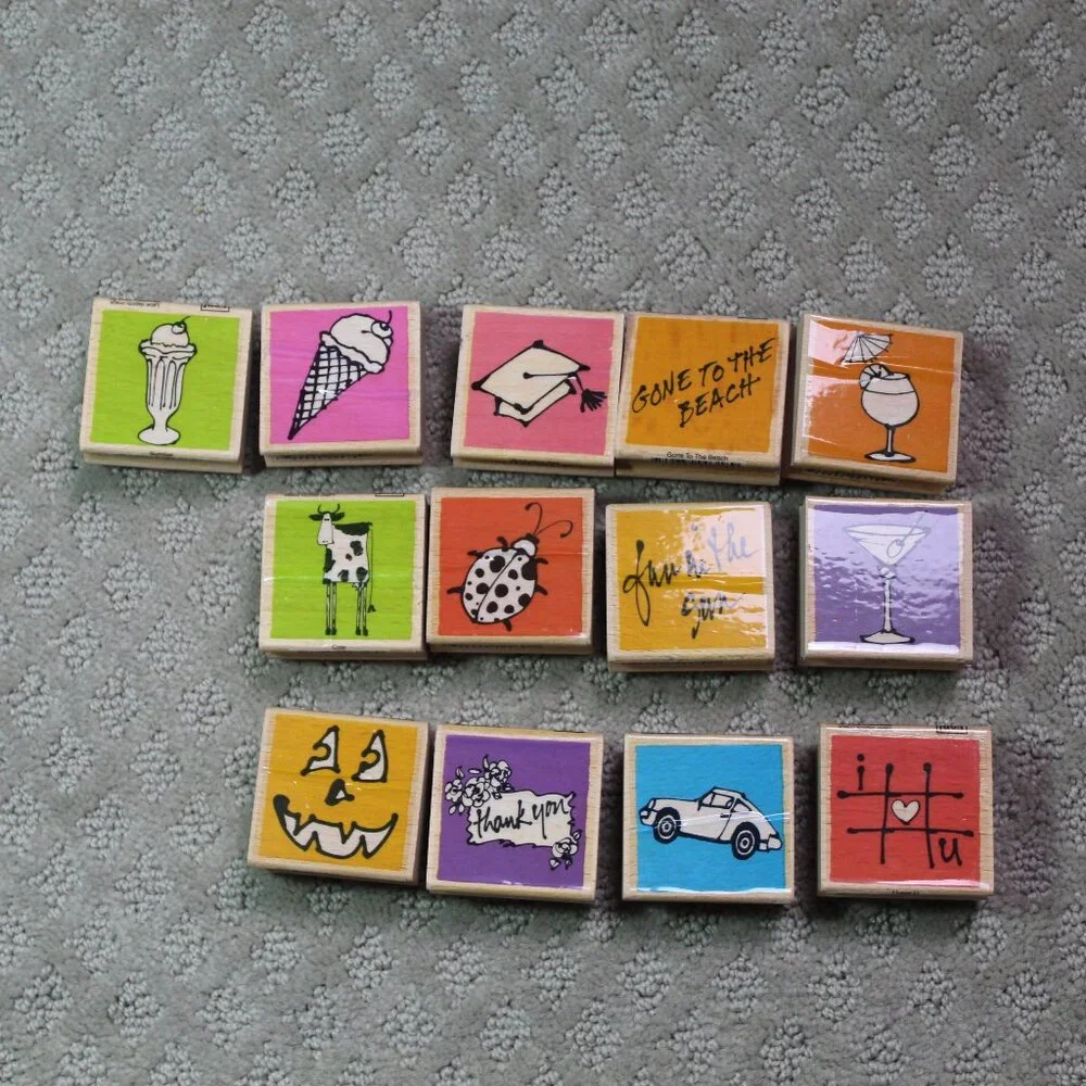 Lot of 13 VAP! Scrap Good Preowned Seasonal Themed Wood Mounted Stamps